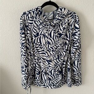 Title Nine Navy & White Printed Hoodie Top